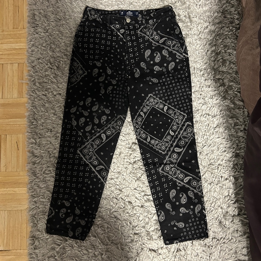 Ultra high-rise paisley mom jeans